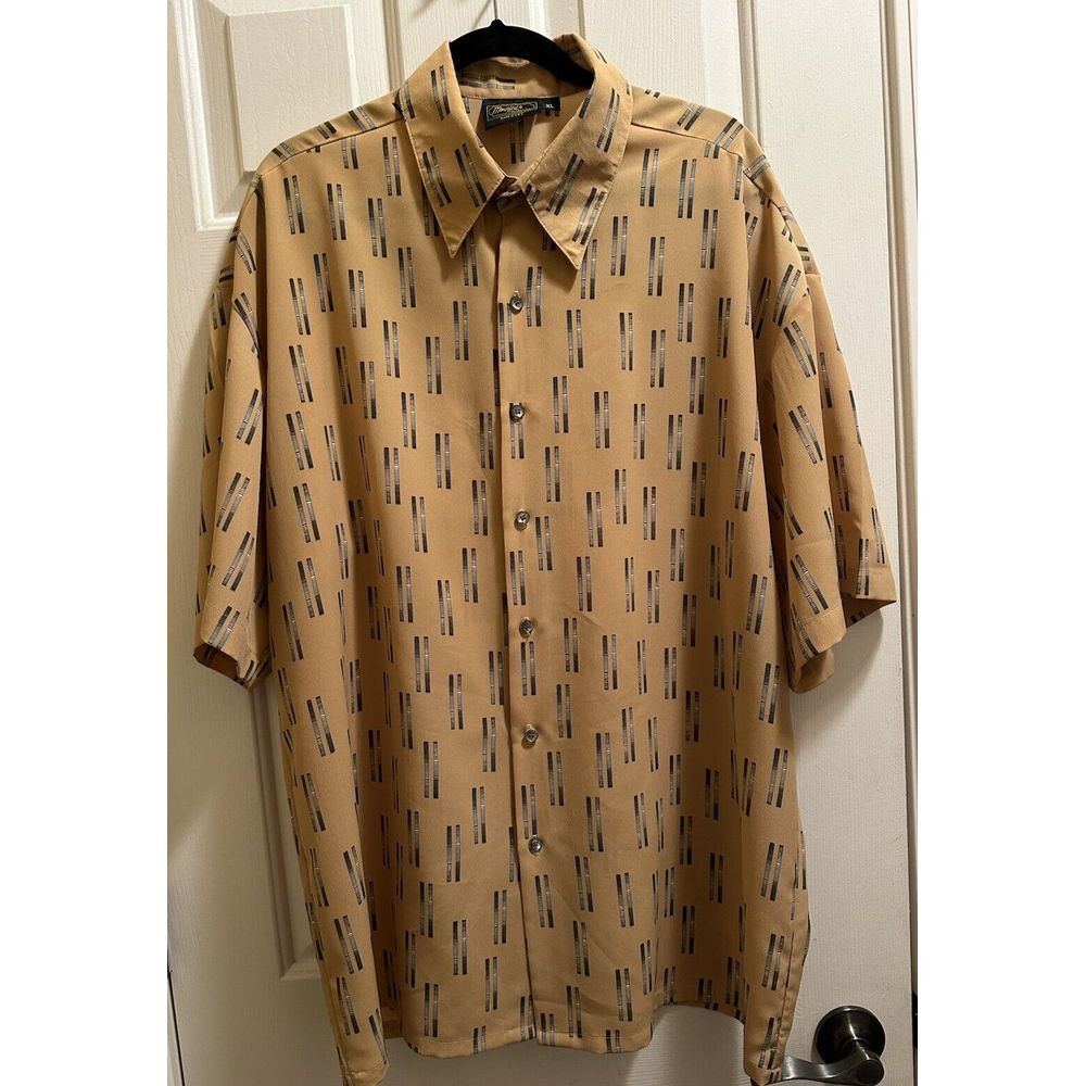 Vintage Monzini Collection Shirt Mens‎ Size XL Disco Striped Geometric